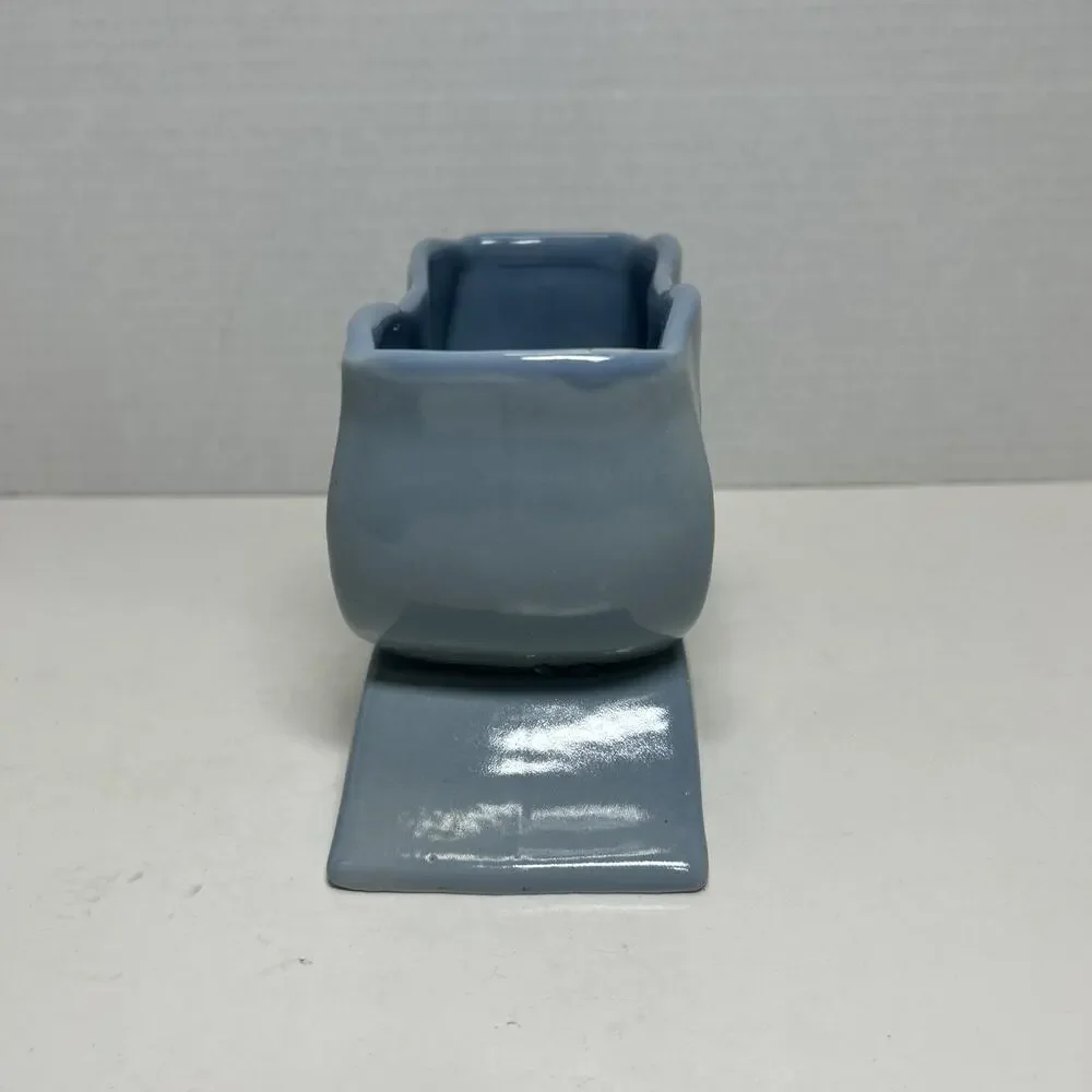 Vtg Abingdon Pottery Ribbon Bow Planter Vase Pastel Blue 462 Ceramic 4
